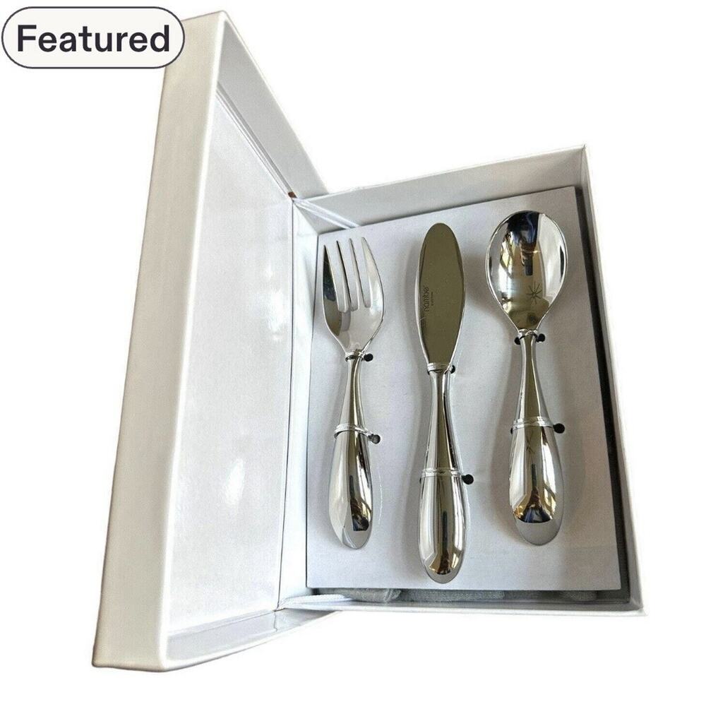 New In Gift Box Nambé STAINLESS STEEL 3 Feeding Set Designed BY Sean O’HARA NEW